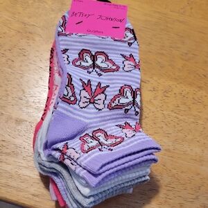 Betsey Johnson Purple and Pink Heart Socks